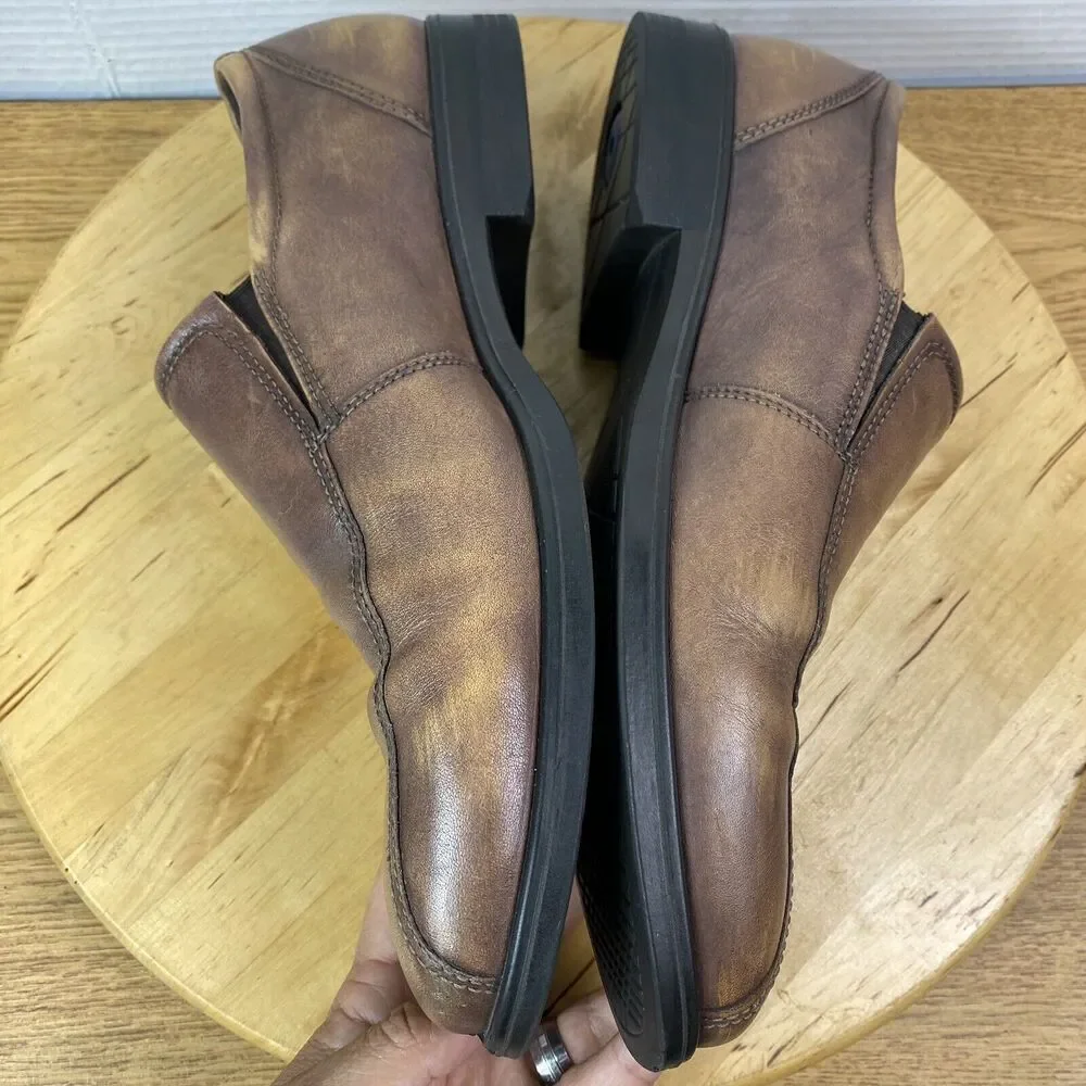 ECCO Slip On Leather Loafer Dress Shoes Distressed Brown Casual Men’s 10 US A61